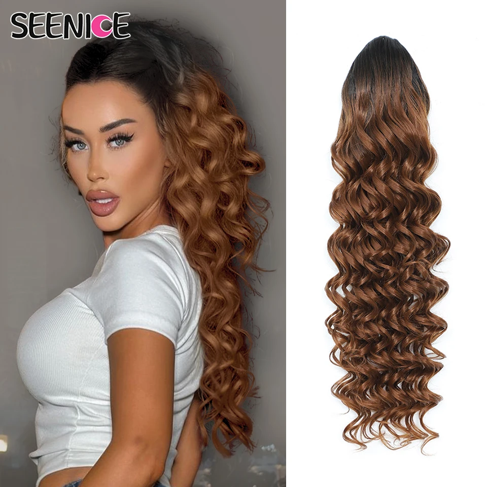 

24inch Synthetic Drawstring Ponytail Extension For Women Long Afro Curly Fluffy Ponytail Clip in Hair Extensions For Daily Use