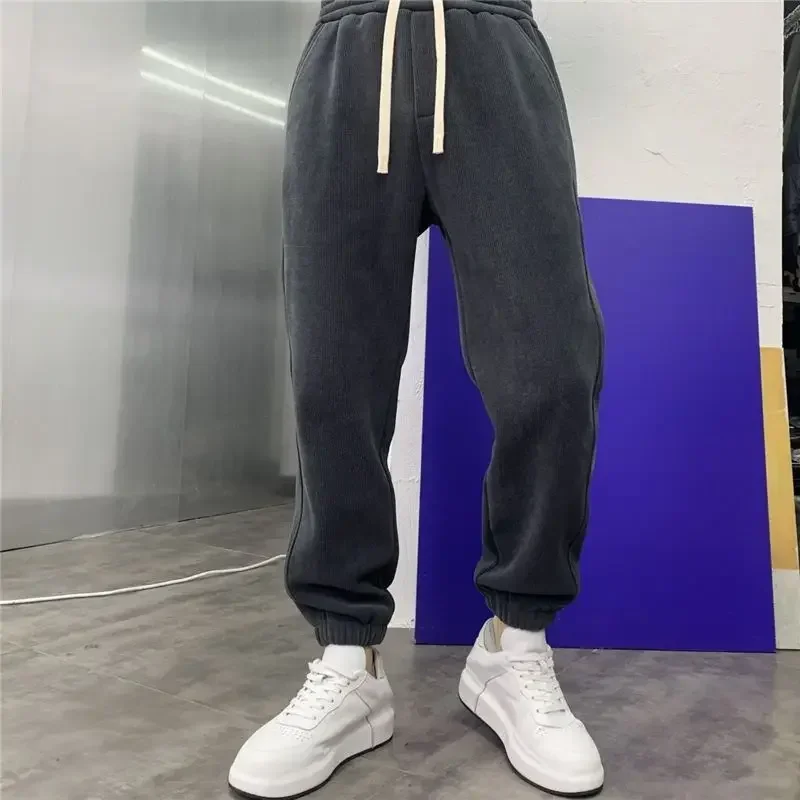 

New Winter Fleece Pants Men Warm Thick Casual Harem Pants Plus Velvet Sweatpants Male Trousers Fashion Joggers sweatpants