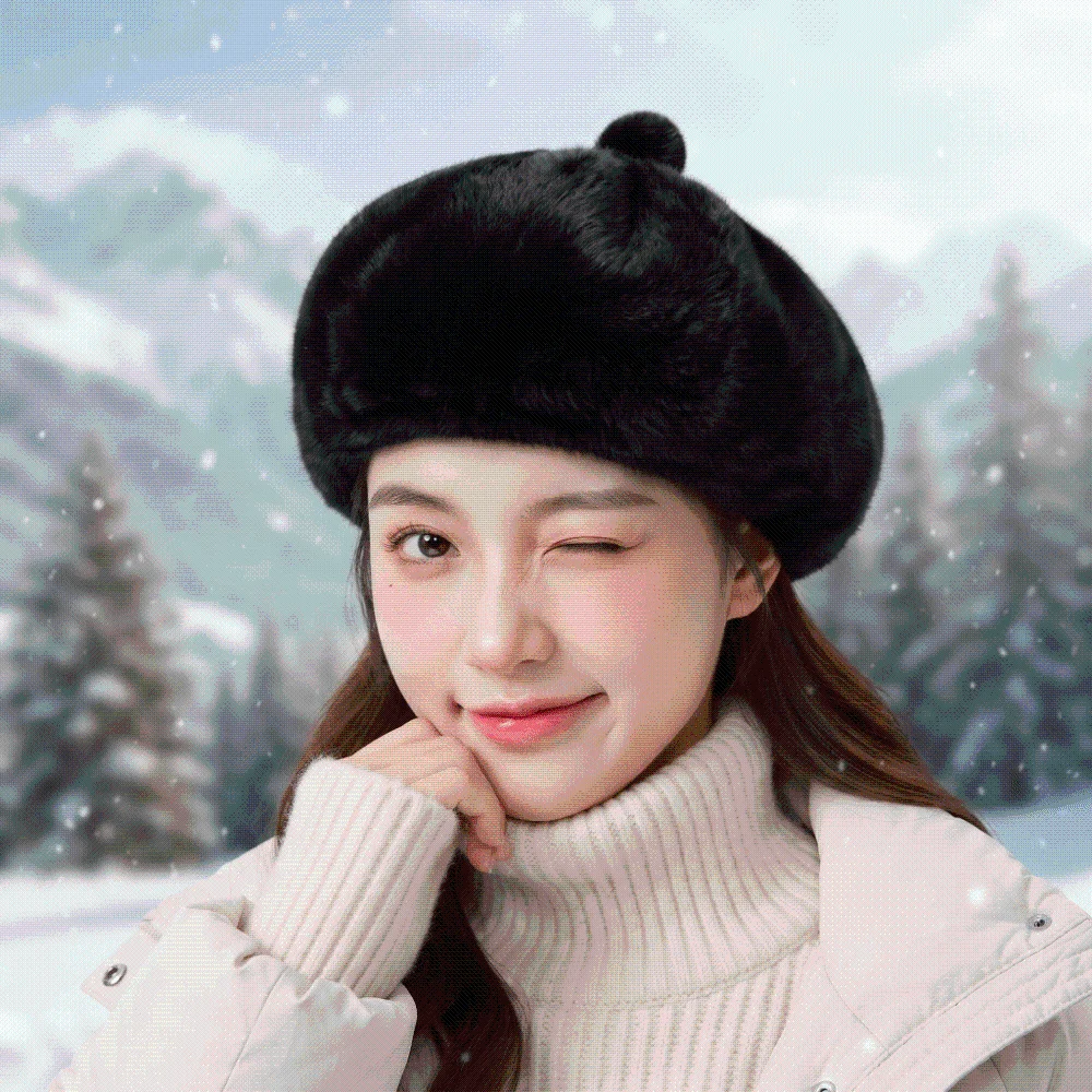 French Artist Hat Furry Faux Mink Beret Soft Thermal Leopard Print Hat Elegant Luxury Plush Octagonal Cap Dating