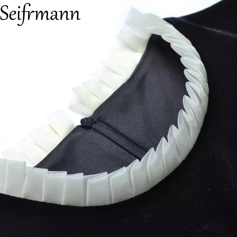 Seifrmann 2026 printemps femmes nouvelle mode col rond à manches longues clou perle tridimensionnelle fleur robe scintillante ﻿