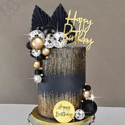 27pcs Gold Black Cake Balls Birthday Cake Toppers Disco Cake Ball for Baby Shower Wedding Baptism Birthday Party Cake Decor