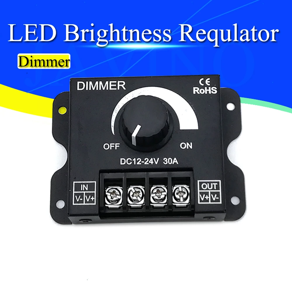 DC 12V 24V LED Dimmer Switch 30A 360W Voltage Regulator Adjustable Controller For LED Strip Light Lamp LED Dimming Dimmers