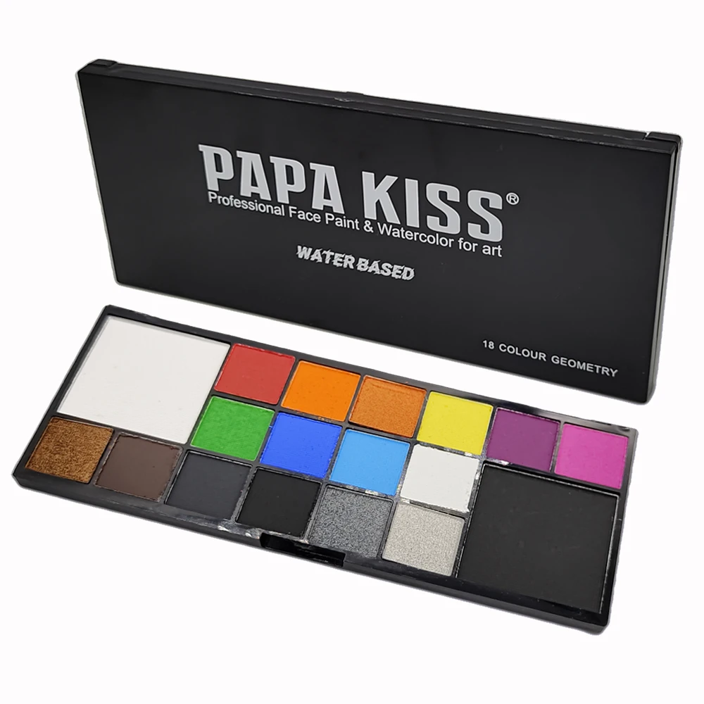 Die 18-Farben-Gesichts- und Körperbemalungspalette ist sicher und leicht zu reinigen, geeignet für Cosplay, Bühnenauftritte, Festivals, Partys