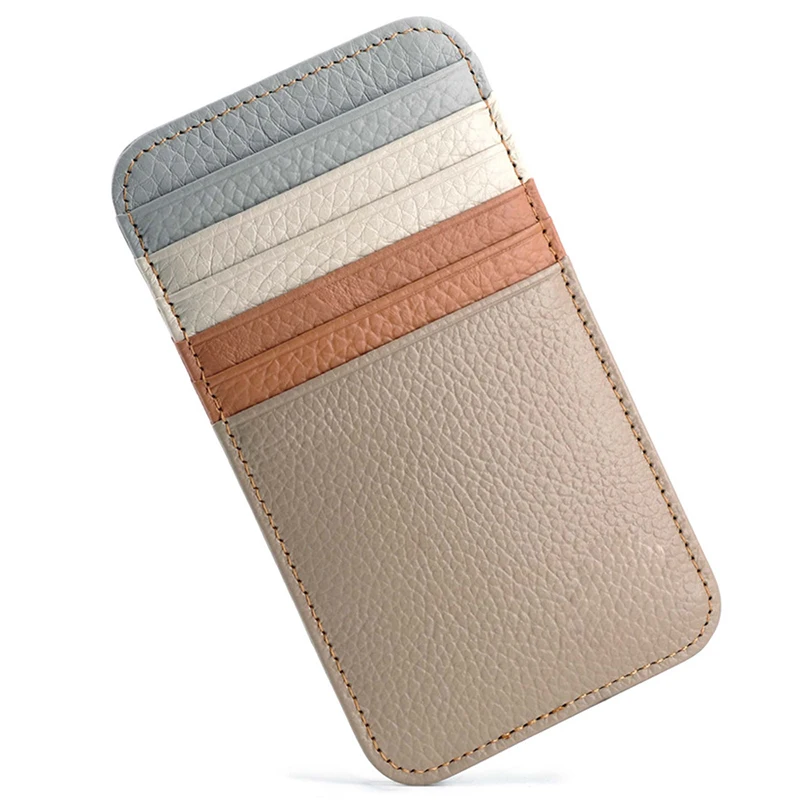 Unisex Slim Minimalist Wallet - Genuine Leather Front Pocket Card Holder for Travel, Thin RFID Blocking Wallet (Men & Women)