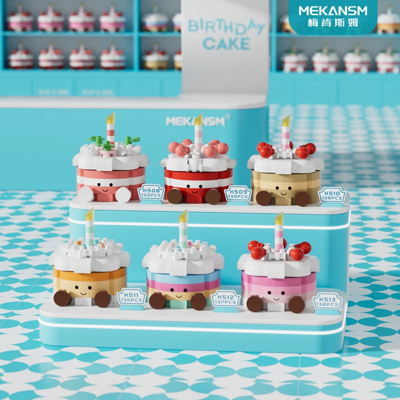 Creative Birthday Cake Building Blocks DIY Gift Simulation Birthday Cake Design Leisure Game for Adults