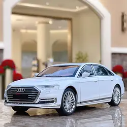 1:24 AUDI A8 Simulation Alloy Car Model Diecasts Metal Vehicles Car Model Sound and Light Collection Boys Toy For Childrens Gift