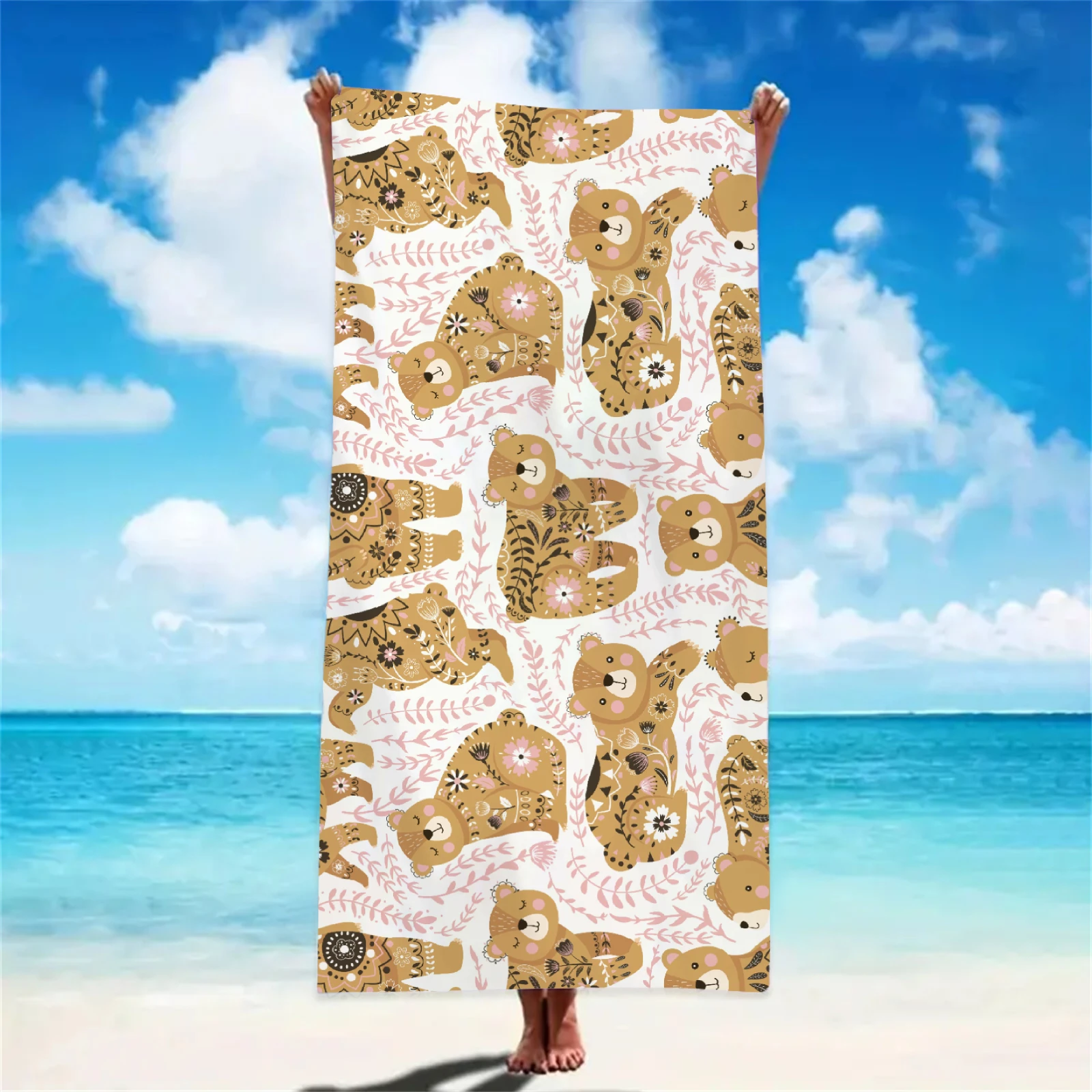 Cartoon Swan Beach Towel Soft Bath Towels Absorbent Quick-Drying Soft Yoga Swimming Outdoor Gift Towel Birthday Valentine's Day