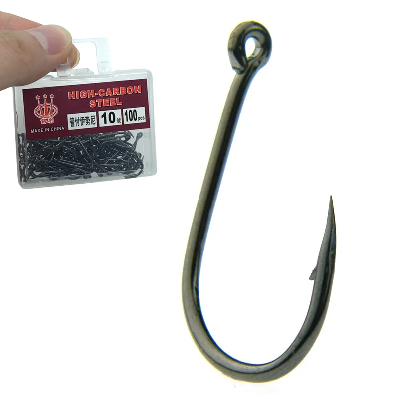 100Pcs High Carbon Steel Fishing Hooks  3 # -12 # Set in Fly Fishing hook Jig Barbed Wire With Hole For Fishing Accessory Pesca