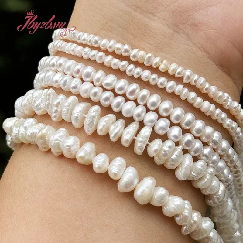 

Natural Freshwater Pearl Beads White Rondelle Stone Beads Diy Strand 15inch For Necklace Bracelet Jewelry Making Free shipping