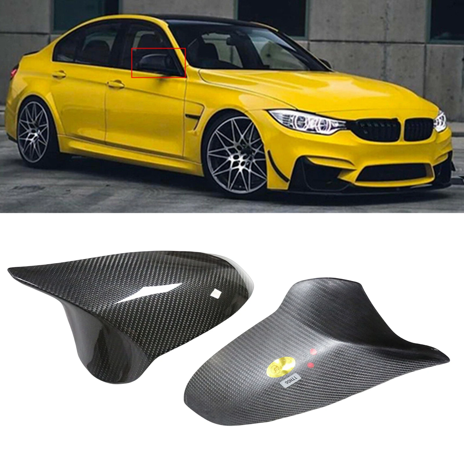 

For BMW F80 M3 F82 F83 M4 2015-2020 Rear View Mirror Cover Real Dry Carbon Fiber Exterior Side Rearview Cap Shell Add On Type