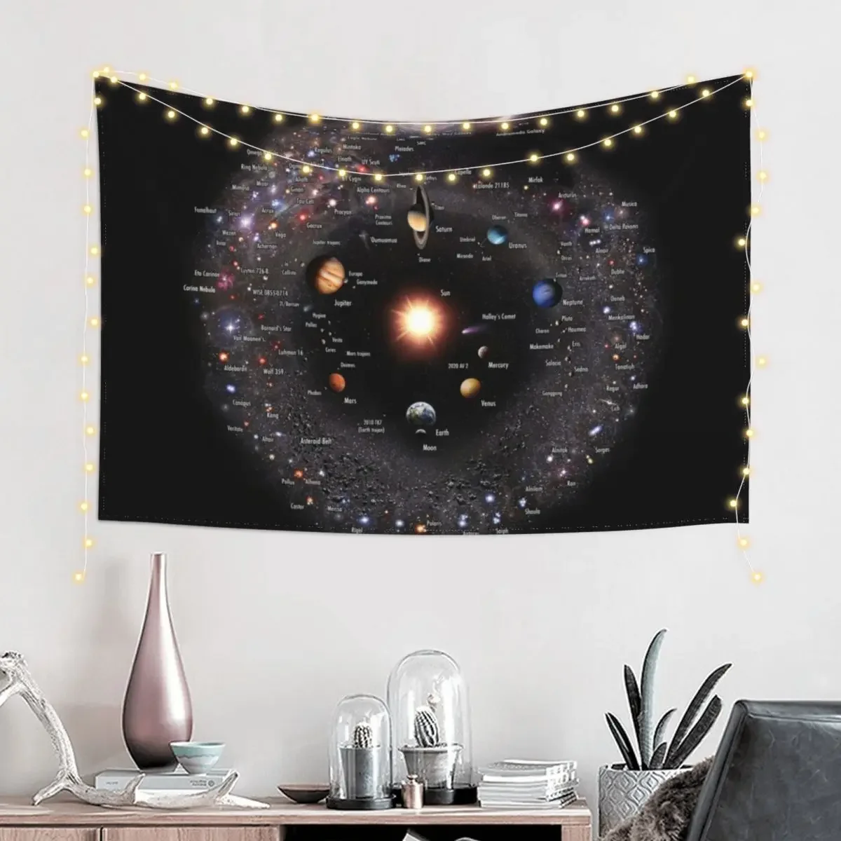 MILKY WAY GALAXY Annotated (Fish Eye Log-View!) Tapestry On The Wall Bathroom Decor Home Decoration Tapestry