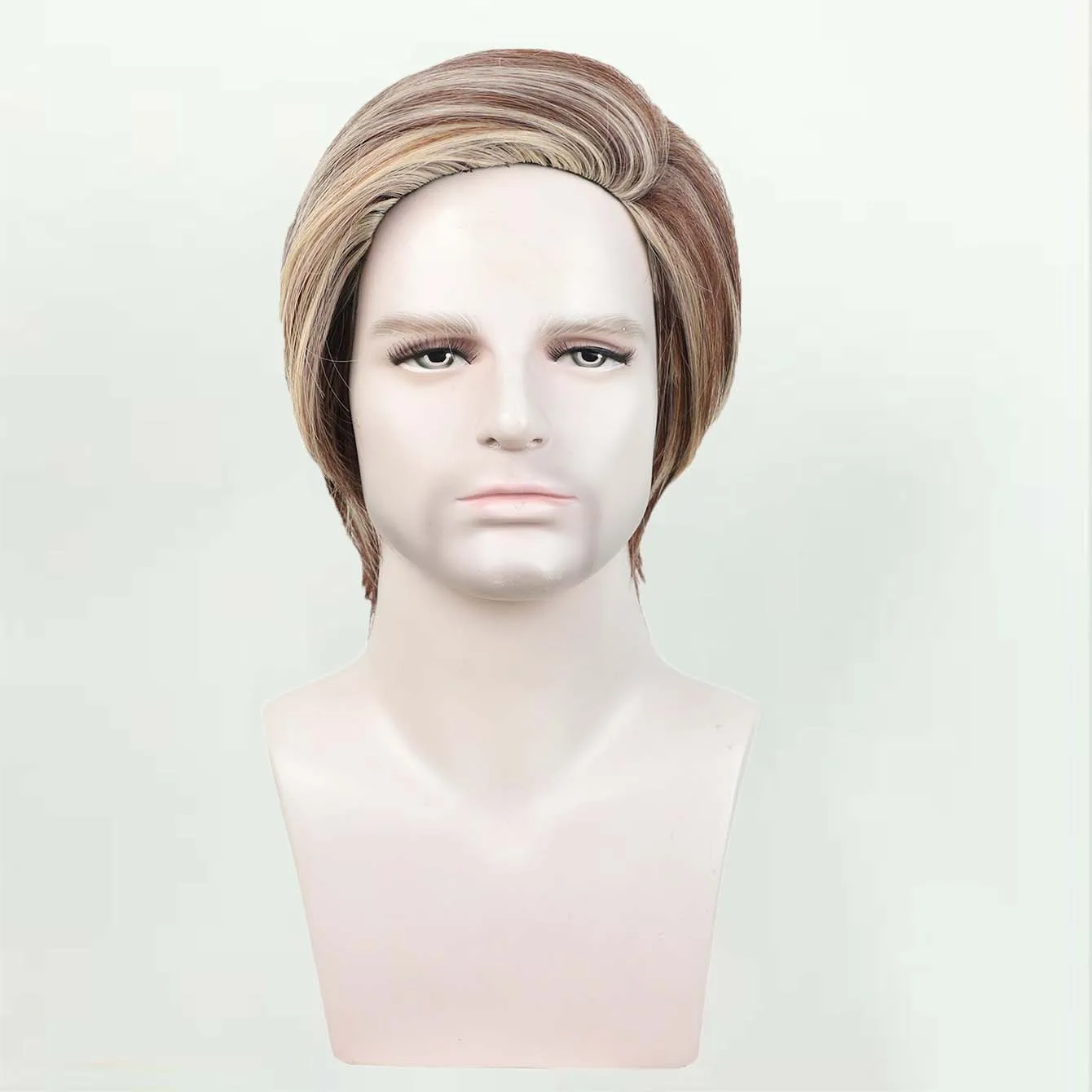 Synthetic Short Wig with Bangs Mixed Brown Wigs Handsome Male Wig Fake Hair for Man Cosplay