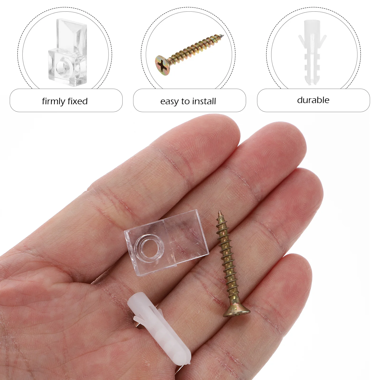 

20Pcs Clamps with Screws Elegant Glass Brackets for Home Fixing Supplies Display Cabinet Wine Rack Glass Shelf Installation