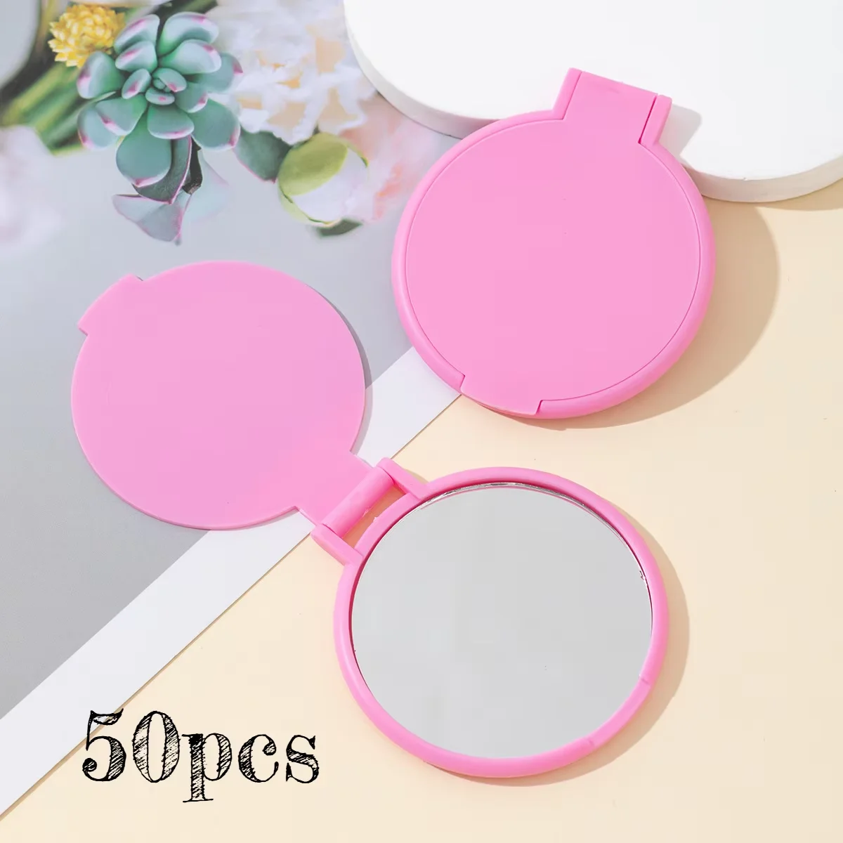 20/50 stuks roze zwarte draagbare mini opvouwbare make-upspiegels - dames reizen dagelijkse verzorgingsspiegel, duurzaam plastic frame