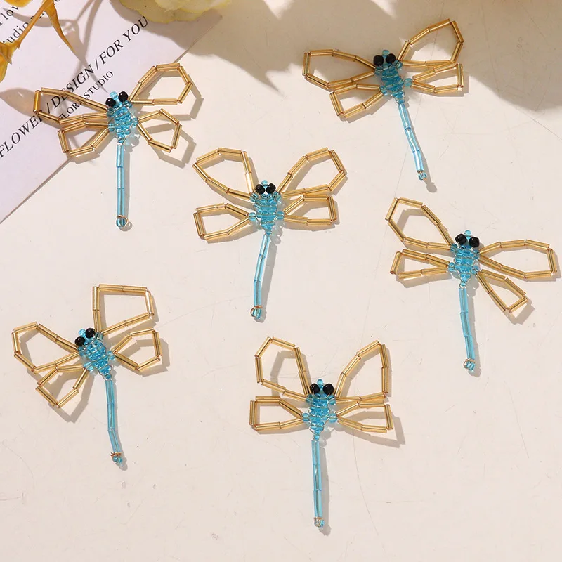 Dragonfly Beaded Shoe Clip 1 Piece Handmade 3D Colorful Animal Cartoon DIY Fastener for Jelly Clear Crystal Clogs Women