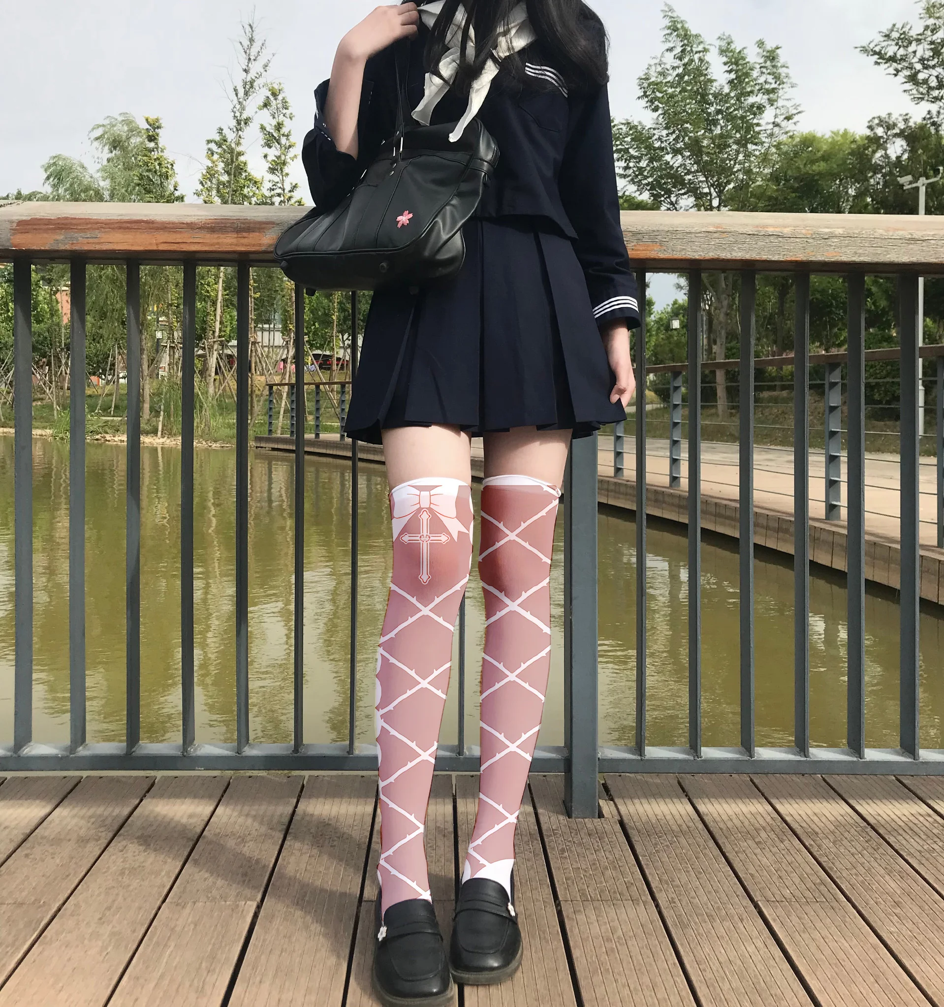 Cute sweet Lolita thigh stockings fashion cartoon knee female stockings candy bunny pink girl long tube sexy stockings