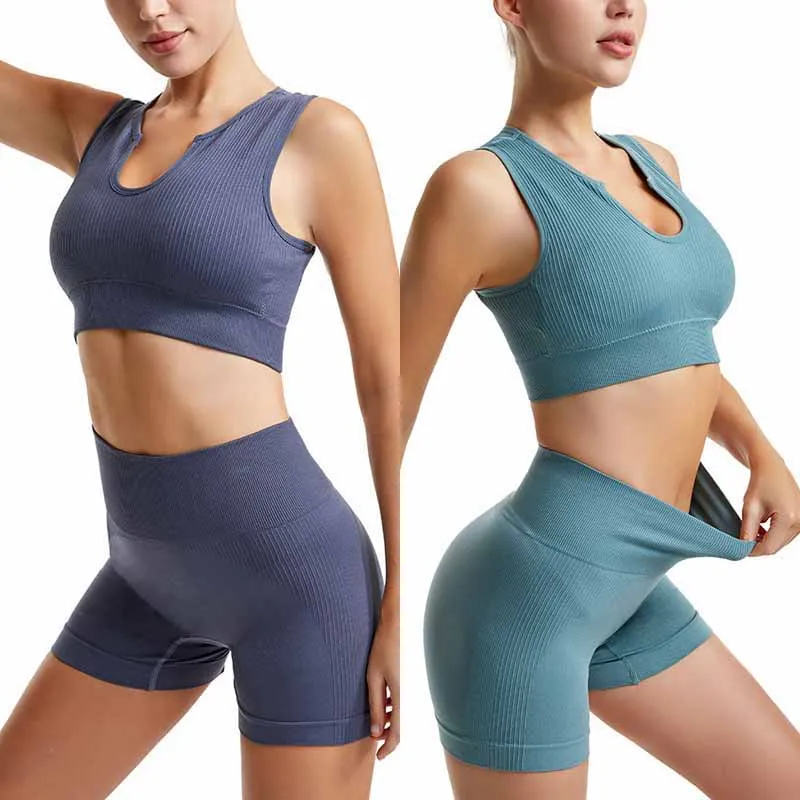 

Seamless Yoga Set Workout Clothes for Women High Waisted Yoga Shorts Sports Bra Gym Wear Athletic Sport Suit Sport Set Women