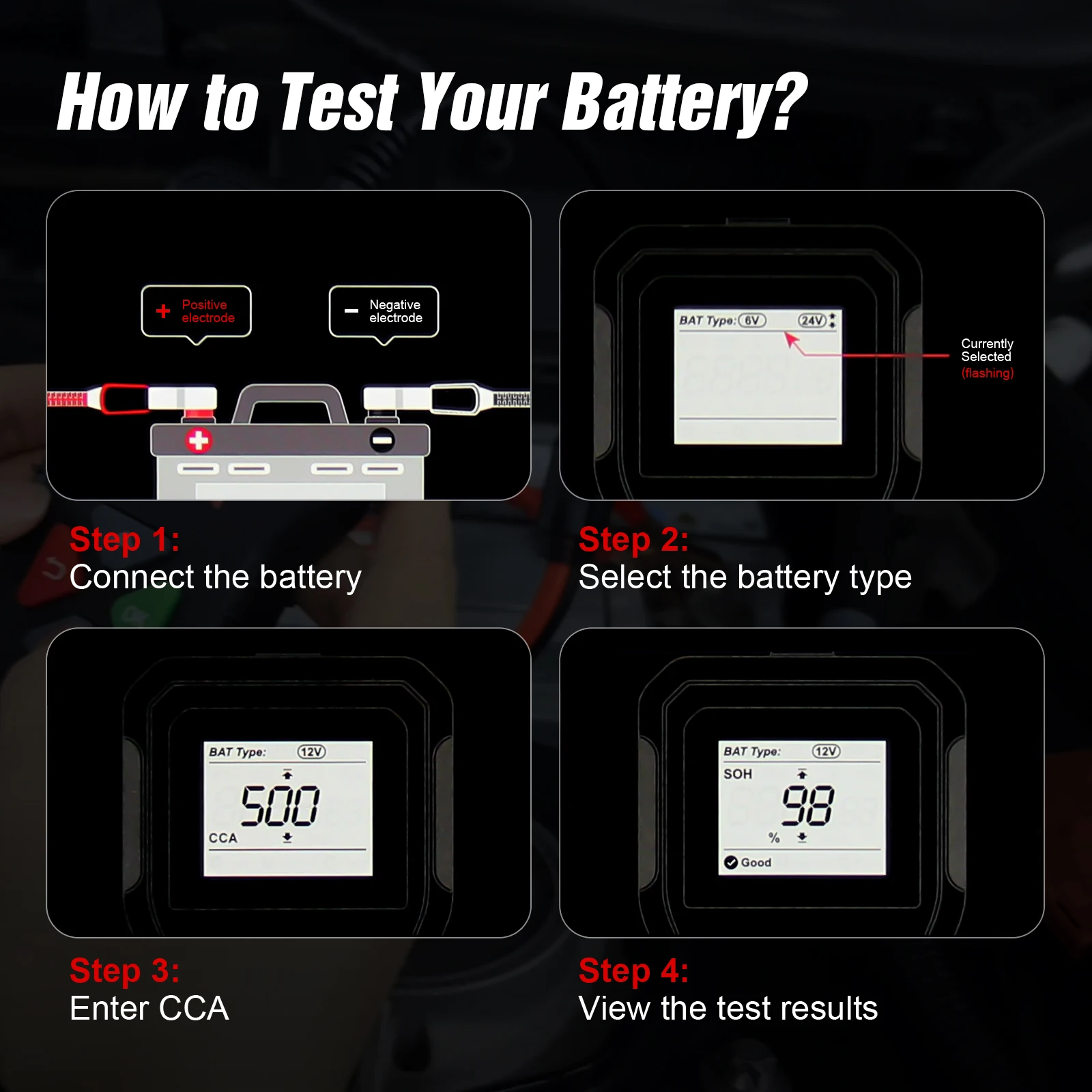 OBDMonster-Analizador de batería automático BM550, herramientas de detección de sistema de batería de coche, 6V, 12V, 24V, 100-2000 CCA