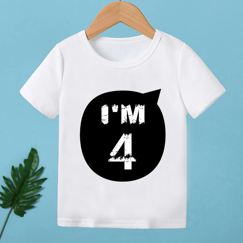 2025 Children Happy Birthday I\'M 1 2 3 4 5 6 7 8 9 Years Number Print Funny T-shirts Boys & Girls Baby Tops Kids Summer T shirt