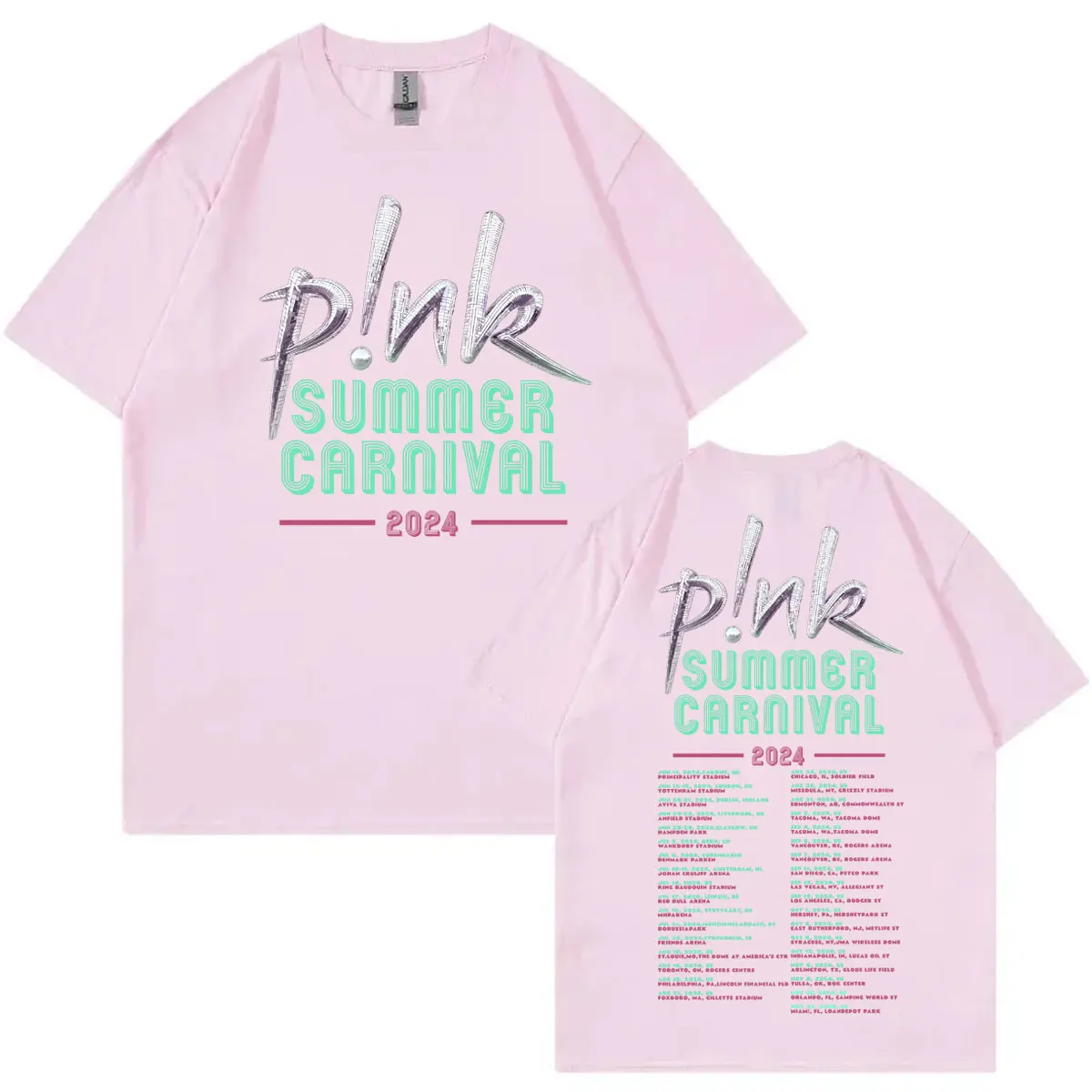 P!nk Pink Summer Carnival 2024 Festival World Tour Print T-shirt Harajuku Y2k Fashion T-shirts Unisex Casual Pure Cotton T Shirt