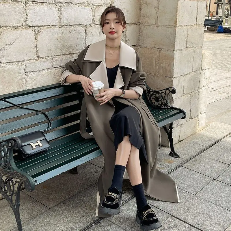 Long Trench Coat Female Spring and Autumn 2024 New Korean High-level Sense Super Good-looking Hepburn Style Quality Coat Winter