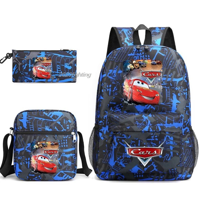 3Pcs Cartoon Pixar Cars Lightning McQueen Bookbag Kids Backpack Boys Girls School bags Shoulder Bag Set Daily Backpacks Mochilas