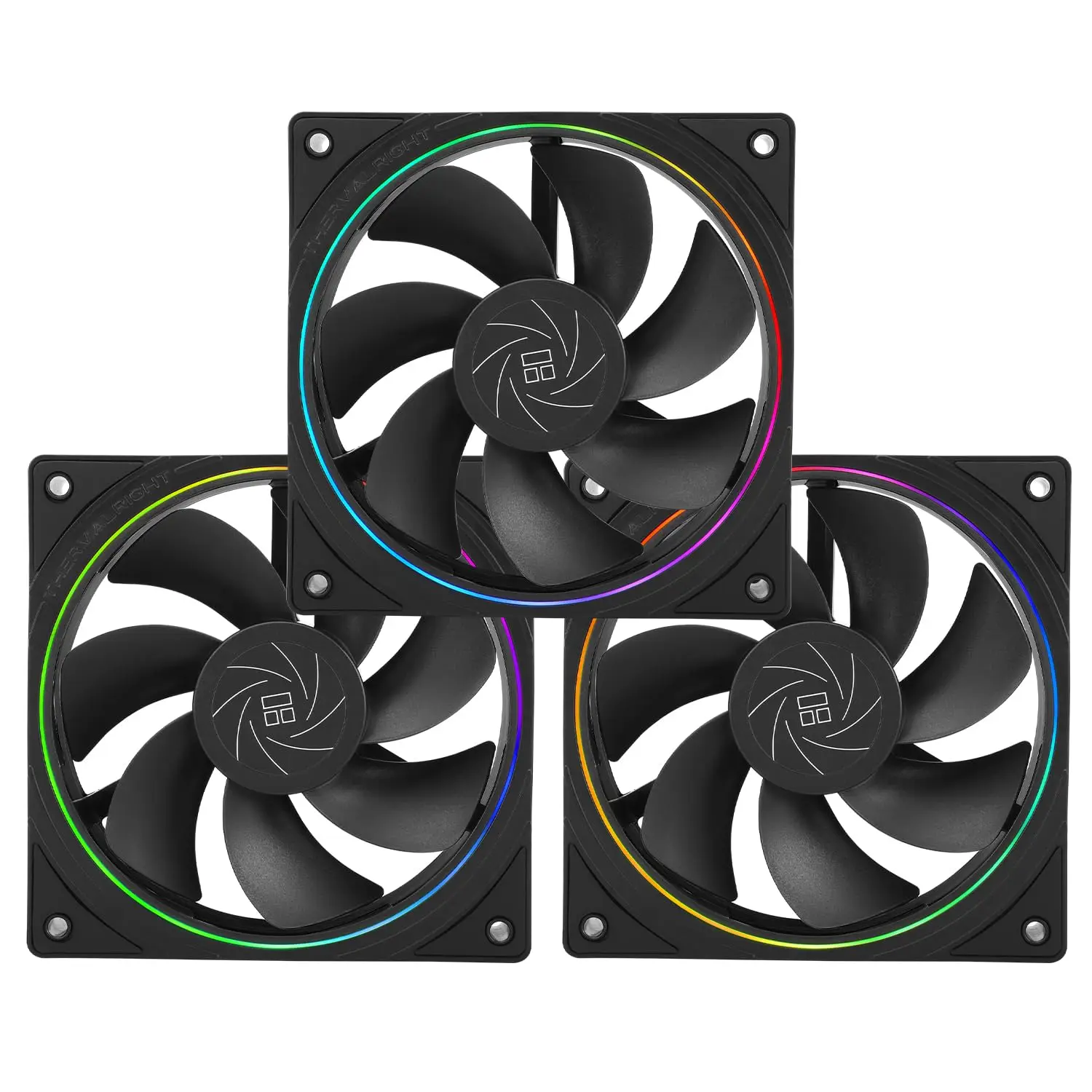

120mm Reverse Airflow PC Fan, 1500RPM ARGB Halo Fan 3-Pack for Chassis Cooling, White