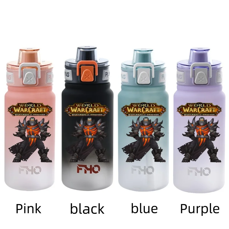 World of Warcraft 750ml Game Characters Portable Water Cup Large Capacity Outdoor Plastic Leak-proof Water Bottle Children\'s