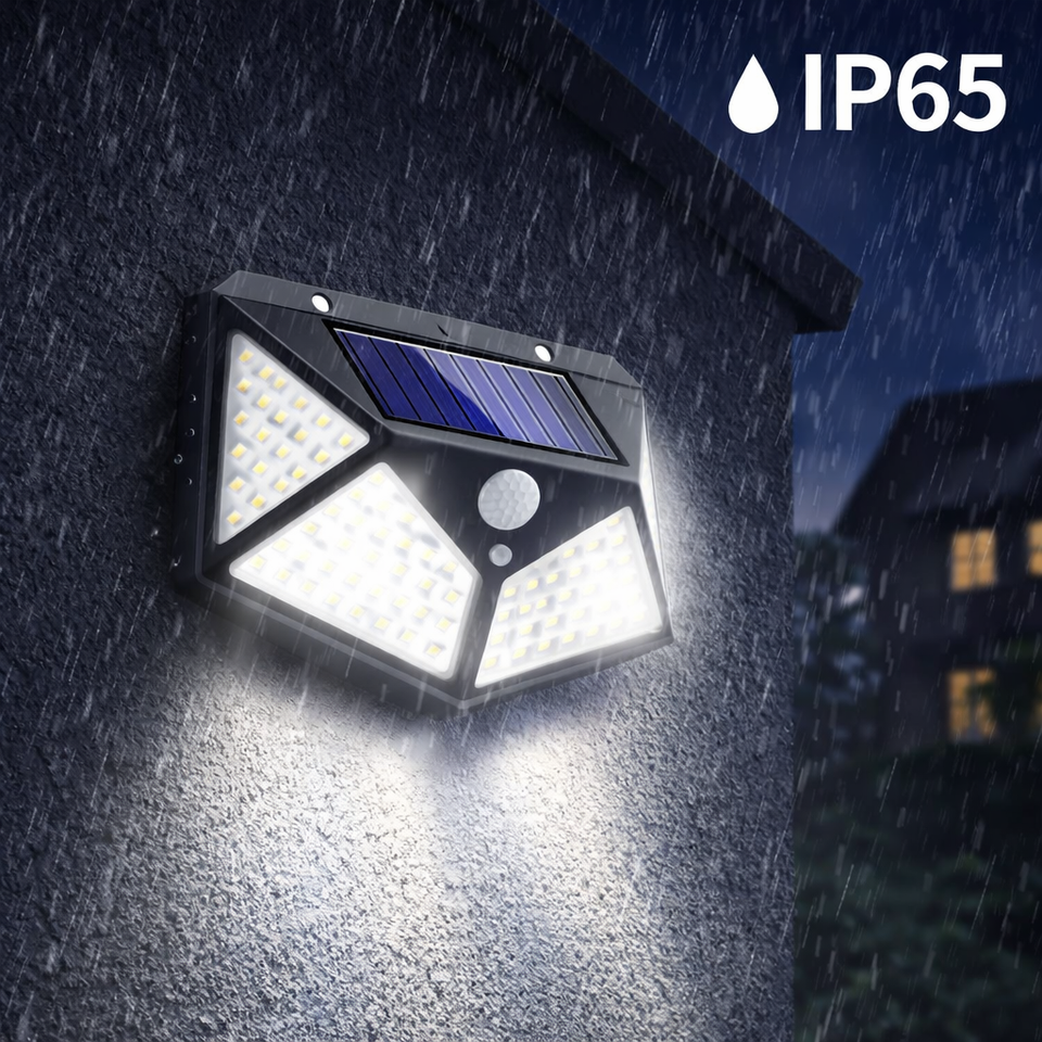  100 LED Solar Motion Sensor Security Light Outdoor Waterproof PIR Spotlight for Yard Garden Path Fence Decoration 