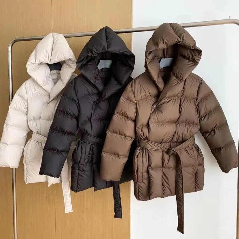 Women's Winter Tops Jacket Down Coat White Duck Down Waist Short Warm Thickened Vintage Simple Comfortable Leisure Soft Niche