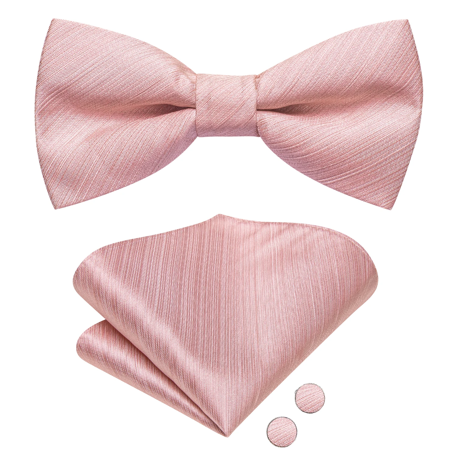 Hi-Tie Silk Boys Bow Tie Hanky Cufflinks Set Pre-tied Butterfly Knot Bowtie for Children Teenager Pink Gold Green Black Burgundy