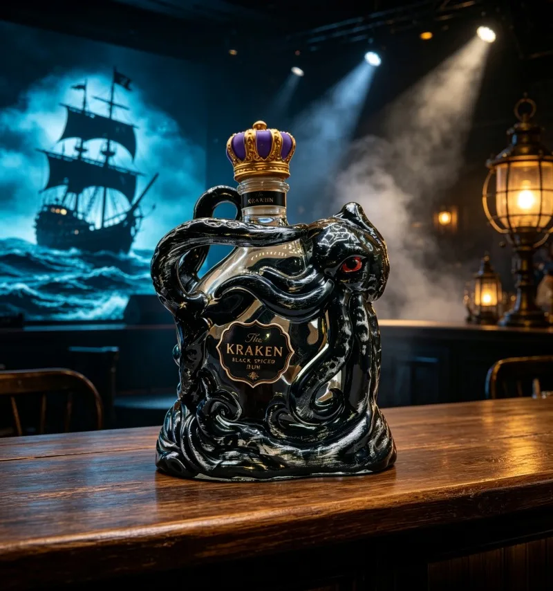 The Kraken Octopus Glass Decanter, 3D Deep Sea Monster Themed Liquor Bottle, Pirate Bar Home Wine Cabinet Decor Ornament Gift