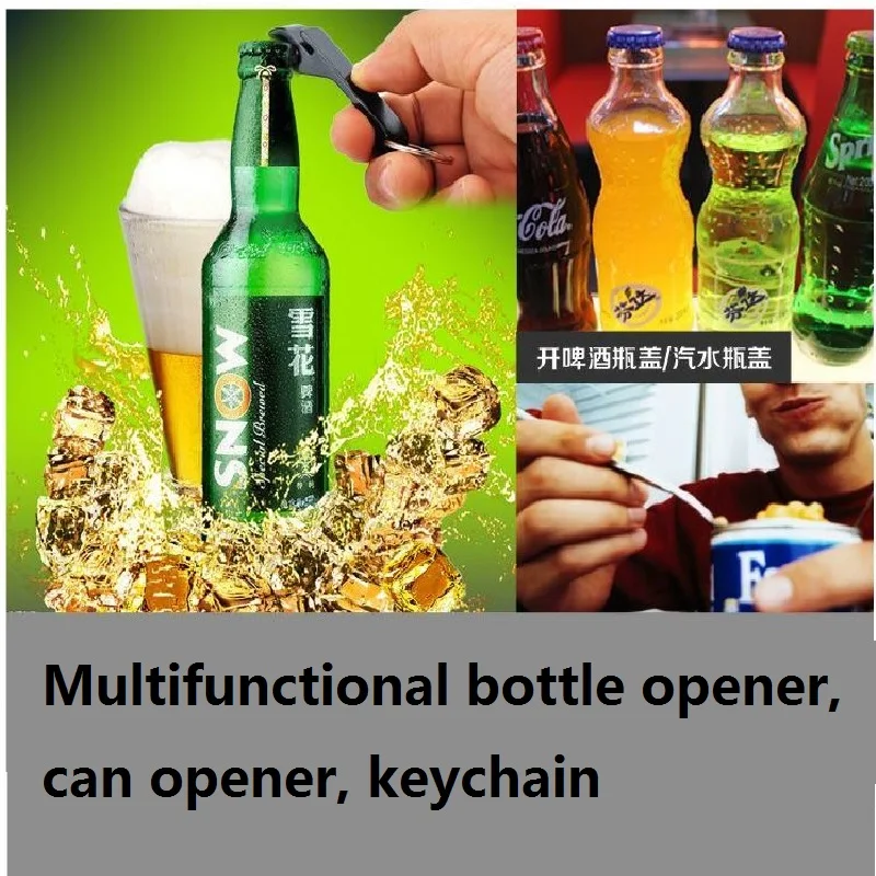Multifuncional cerveja abridor de garrafas, prático Keychain, Multi-Purpose, personalizado e Novel Mini Gift