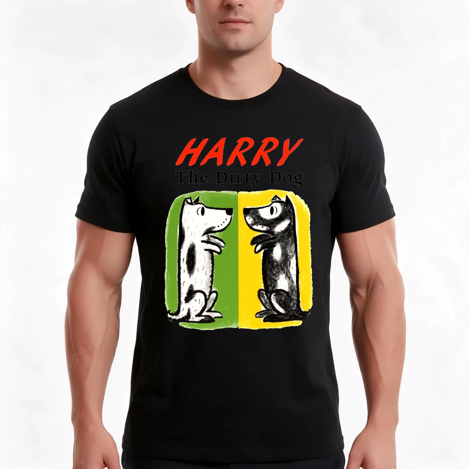 Harry The Dirty Dog classic vintage cover illustration T-Shirt Summer Casual Cotton Tee Oversized Streetwear Tops 100% Cotton