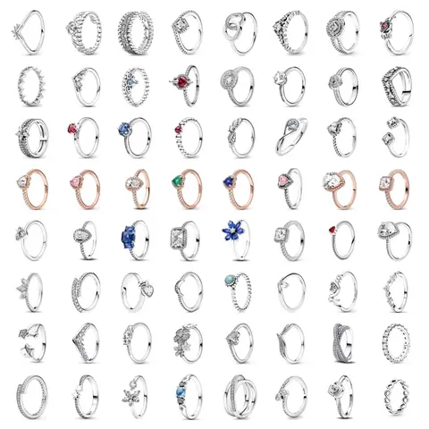 Hot Sale New 925 Sterling Silver Heart Flower Size 6789 Red Blue Pink Green Ring Women Rings Fine Jewelry Fashion Mother Gifts