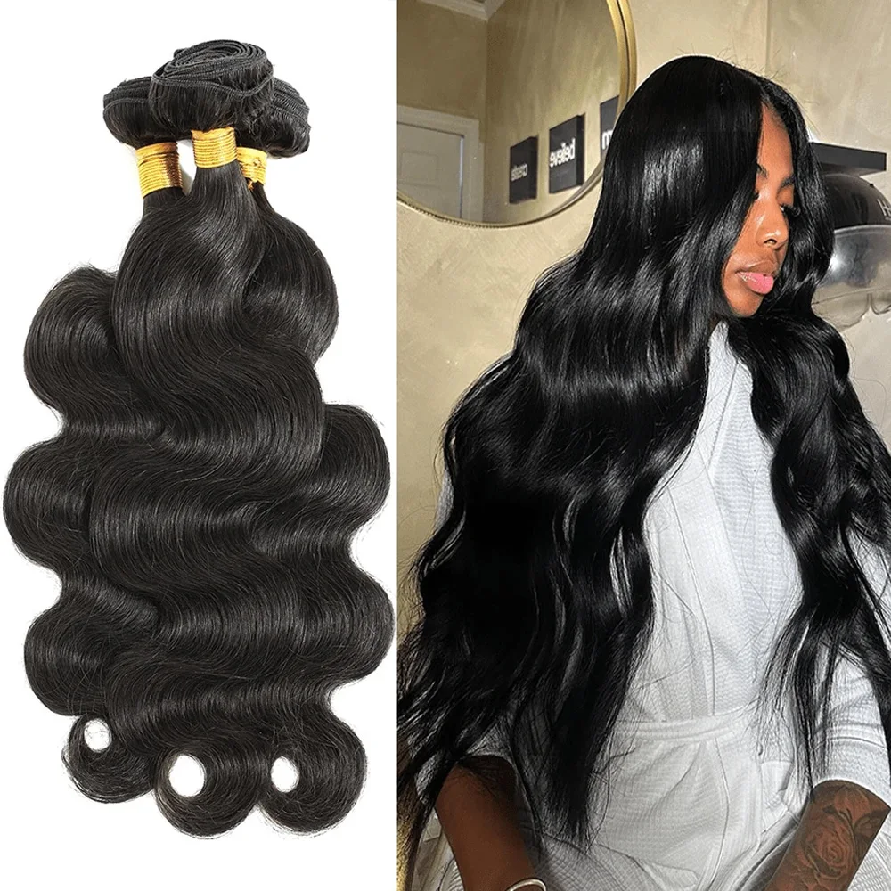 Brasilianische Körperwellen-Bündel, Echthaar, 100 % unverarbeitetes, gewelltes Echthaar, schnelles Webhaar, Hick Virgin Hair Extensions
