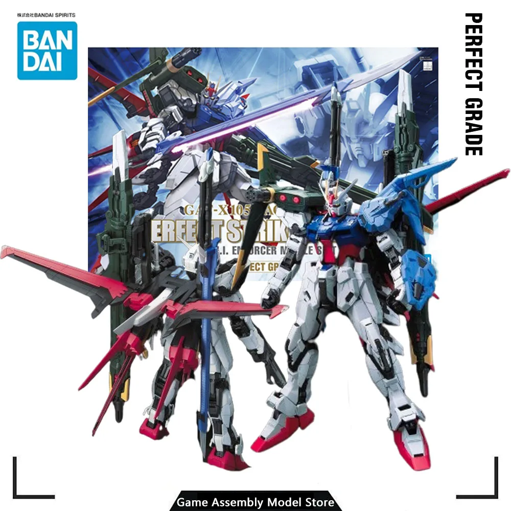 

Bandai Original Model Kit PG Mobile Suit Gundam SEED Perfect Strike Gundam 1/60 Anime Assembled Action Figure Toy Gift for Boys