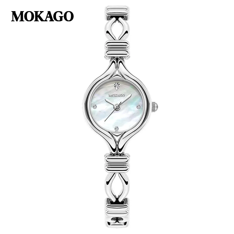 MOKAGO M8155 2025 New Beimu Dial Women's Premium Watch Gold Blue Contrast Retro Elegant 3ATM Waterproof Stone Watch