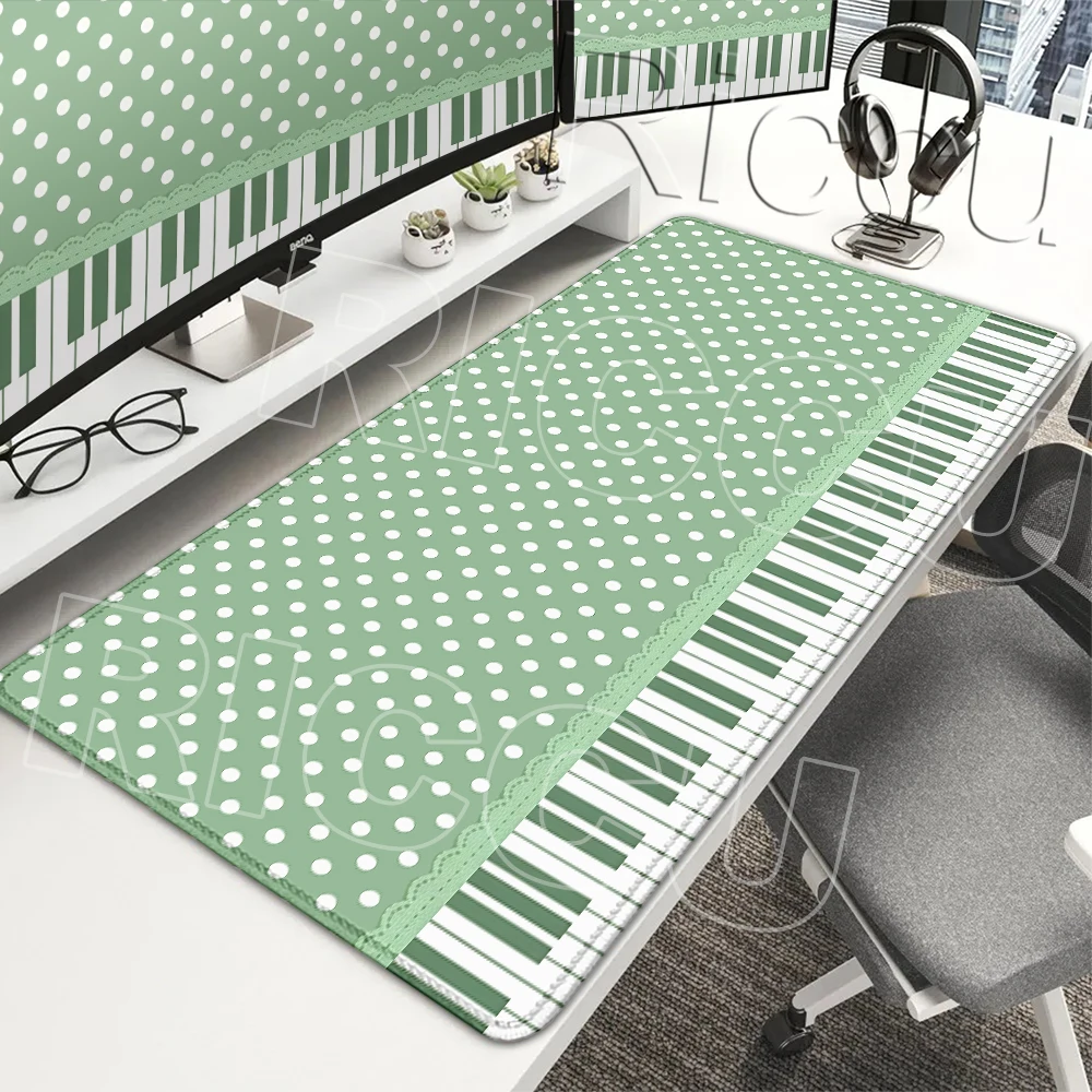 Rubber Desk Pad Protector Piano Key Polka Dots Mousepads Y2K Pink Non-slip Office Accessories Desk Mat LockEdge Simple Table Mat