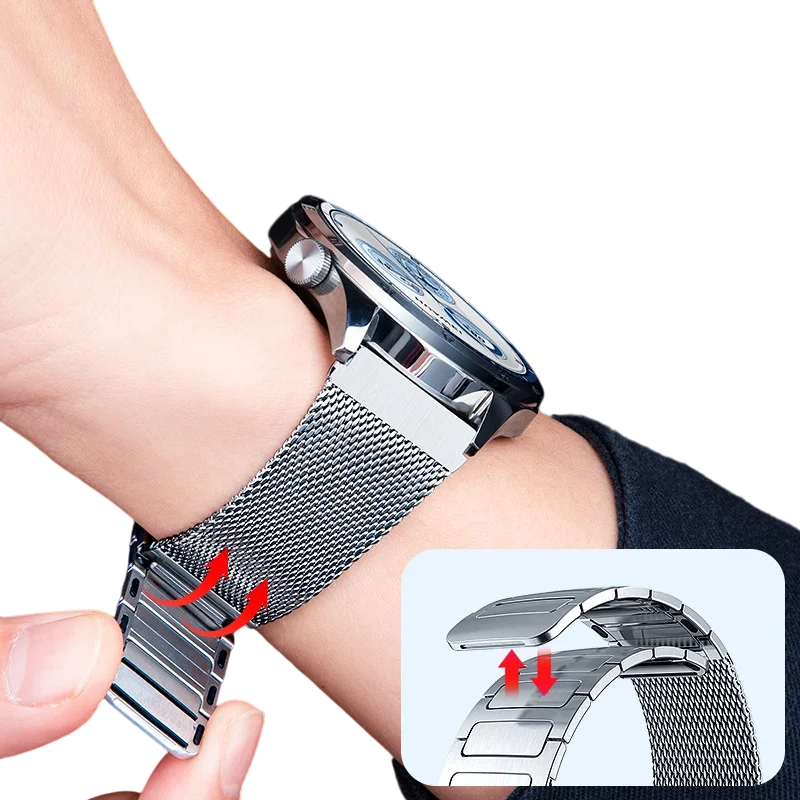 22mm Stainless Steel Band for Huawei GT6/5 Pro GT6 5 Watch 5 46mm Bussiness Metal Woven Magnetic Strap for Huawei GT5/6 Pro 46mm