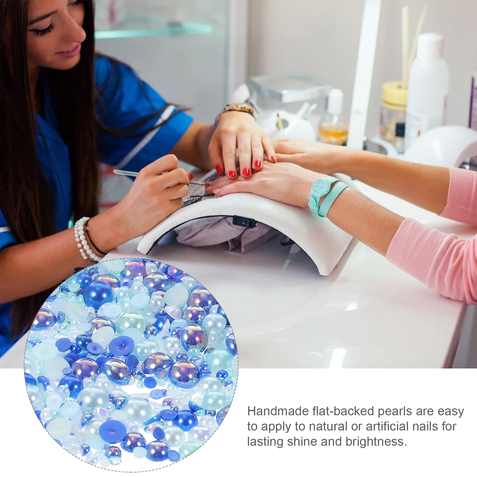 

1 Bag Semi-Round Imitation Half Pearl Resin Flatback Art Decor Manicure Supplies Diy Nail Charms Wear-Resistant Adhesive