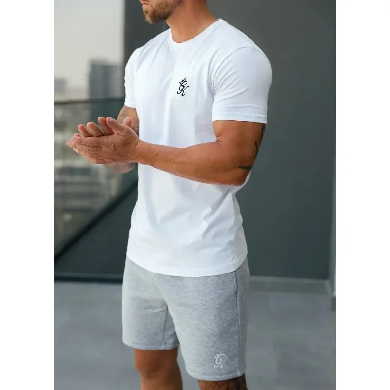 

Men's T-shirt Pure Cotton GYMKING Print Fitness Men's Loose Training Clothes Breathable Men and Women Can Ride T-shirt