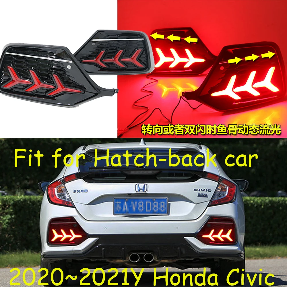 Dynamic hatch-back Car Bumper Tail Light Civic Taillight 2020~2022y LED Car Accessories Taillamp Civic Rear Light Fog