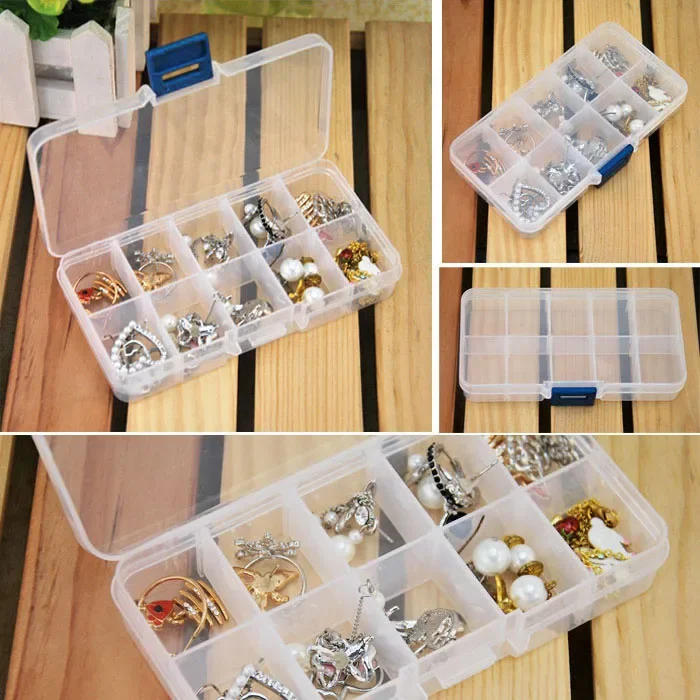 Jewelry Storage Boxes Holder - 10 Grids Organizer for Beads Earring Packaging - Craft Storage Solution