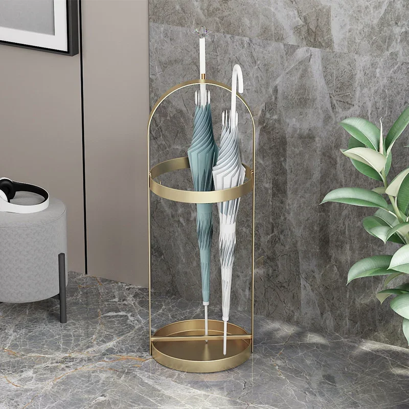 Iron Umbrella Stand for Entryway, Drip Tray Rack Holder Floor Storage Caddy for Home Hallway, Rustic Metal Organizer Bin