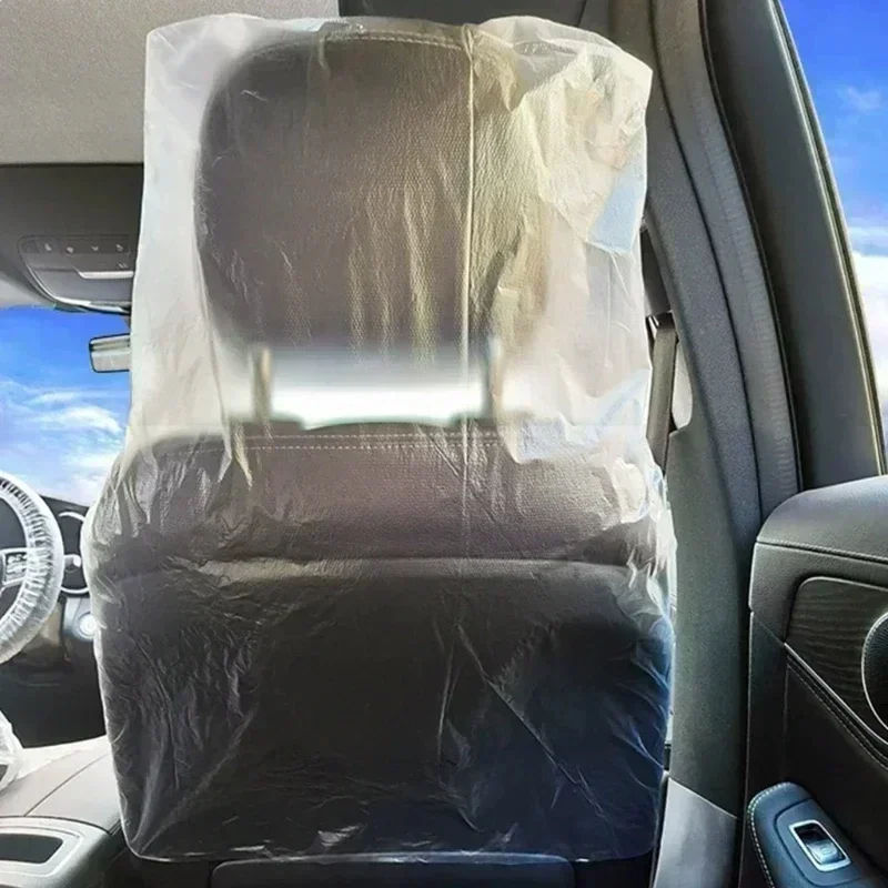 50Pcs Disposable Vehicle Seat Dustproof Covers 140x80cm Transparent Universal Car Seat Chair Protector Waterproof Plastic Cover