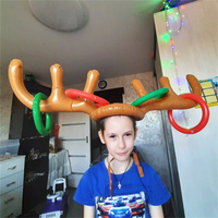 1bag Inflatable Reindeer Antler Hat Ring Toss Game Kids Adults Family Xmas Gift Christmas Birthday DIY Game New Year Decoration