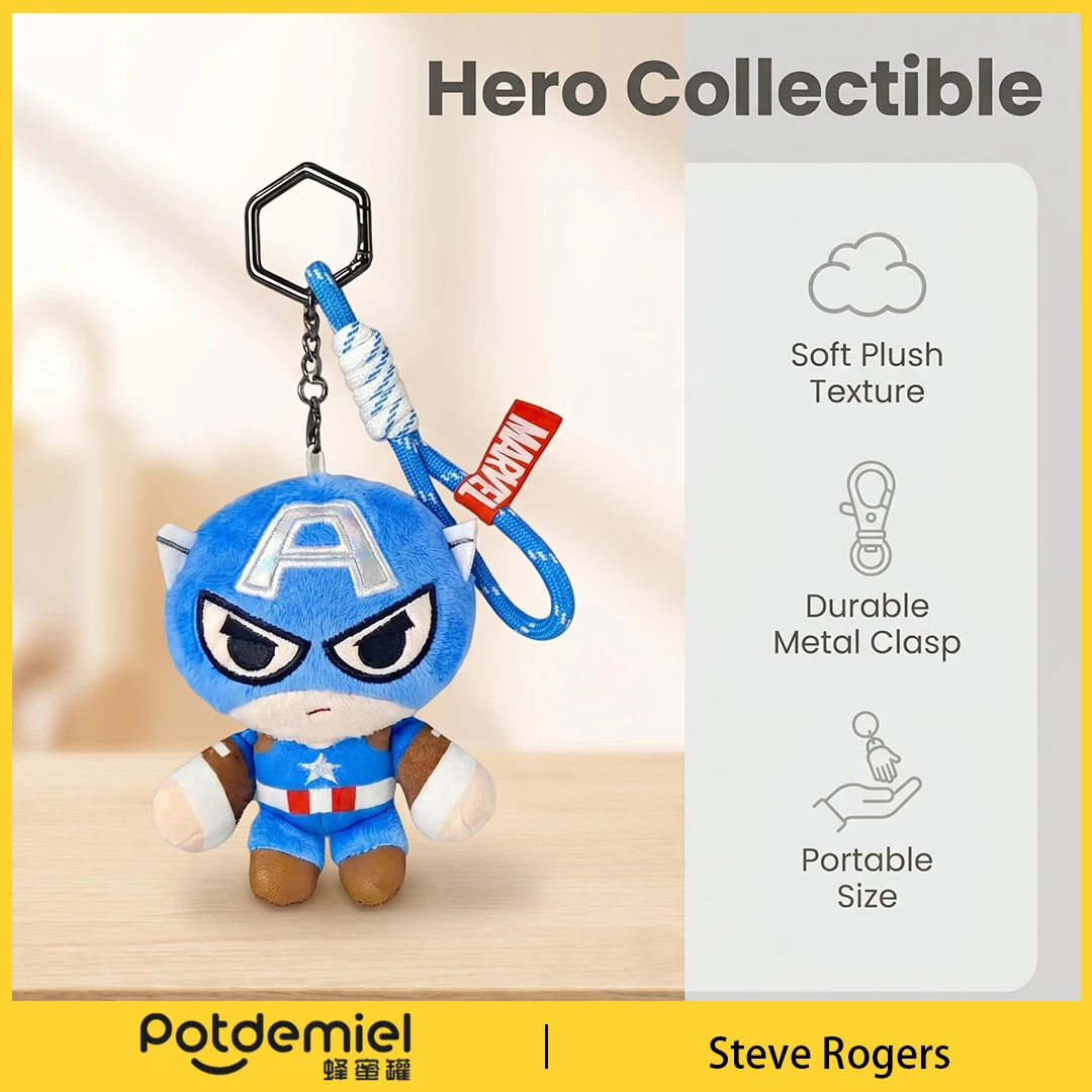 Potdemiel Marvel Capitán América Llavero de Peluche Muñeco de Peluche Colgante para Mochila de Dibujos Animados Regalo Coleccionable para Niños y Niñas