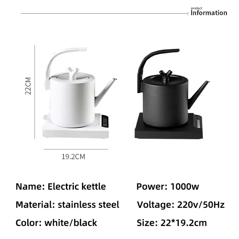 1.0L Electric Kettle Hand Brew Coffee Pot Household Smart Temperature Control Teapot Long Mouth Kettle Automatic Thermo Pot 220V