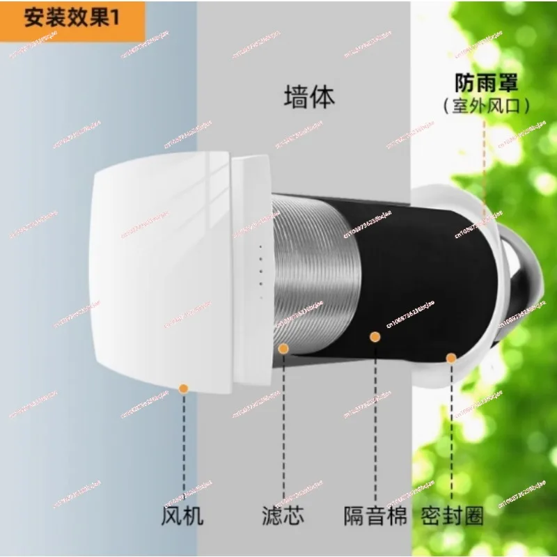 Wall-mounted fresh fan system Household bedroom air purifier Exhaust formaldehyde removal PM2.5 Ventilation window mute